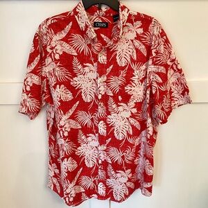 Chaps Tropical Hawaiian Shirt Men XL Floral Cotton‎ Bohemian Beach Hippie Resort